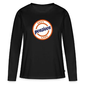 Pension - Frauen Premium Bio Langarmshirt - Schwarz - Vorne - Julia (174cm)