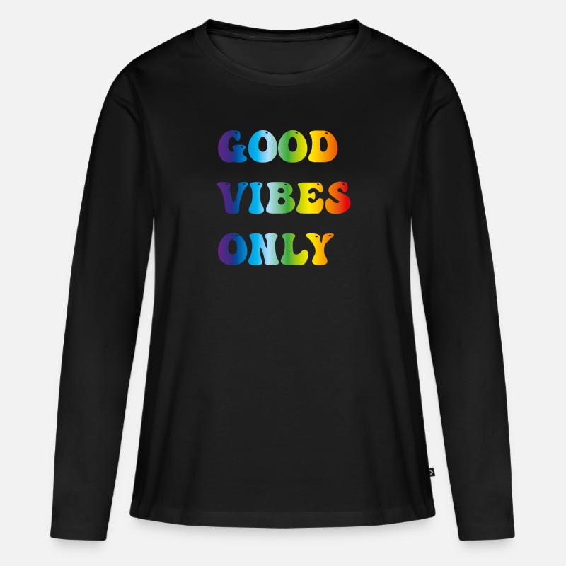 good vibes only - Frauen Premium Bio Langarmshirt - Schwarz
