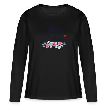team mariée evjf team bride evjf accessoire - T-shirt manches longues Premium bio Femme - noir - Devant - Julia (174cm)