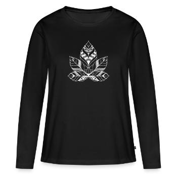 Annileaf white - Frauen Premium Bio Langarmshirt - Schwarz - Vorne - Julia (174cm)