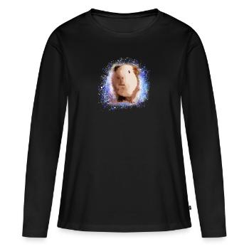 cochon d’Inde, graffiti, peinture, vert, bleu - T-shirt manches longues Premium bio Femme - noir - Devant - Julia (174cm)