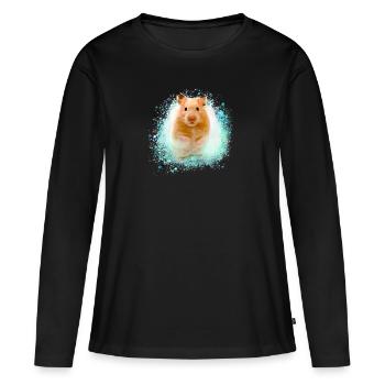 hamster, graffiti, peinture, vert, hamster doré - T-shirt manches longues Premium bio Femme - noir - Devant - Julia (174cm)