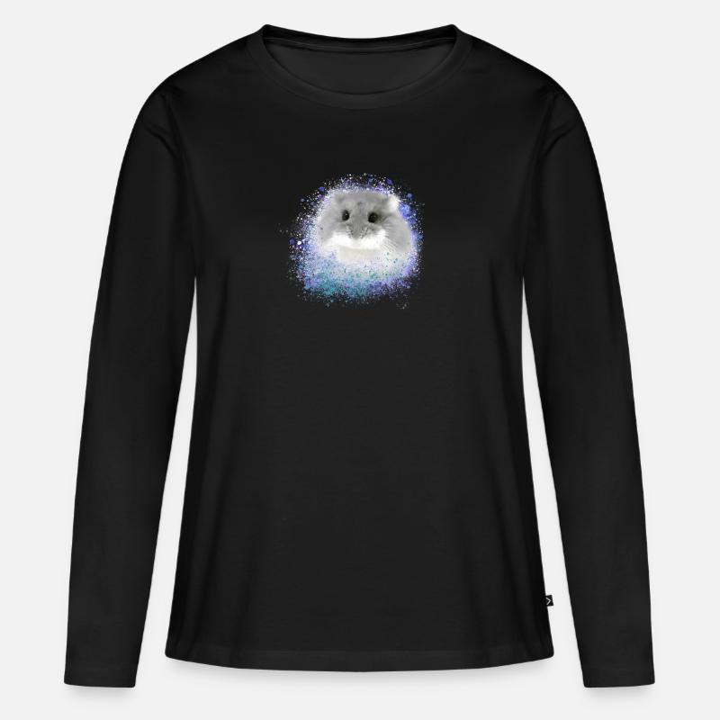 zwerghamster,hamster,grau,graffiti,malerei,blau - Frauen Premium Bio Langarmshirt - Schwarz