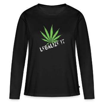 Légaliser Weed Stoner Shirt - T-shirt manches longues Premium bio Femme - noir - Devant - Julia (174cm)