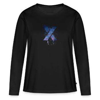 X coloré | icône | | cadeaux Pente - T-shirt manches longues Premium bio Femme - noir - Devant - Julia (174cm)