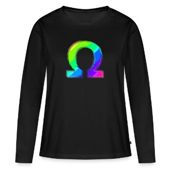 Oméga| icône | Alphabet grec - T-shirt manches longues Premium bio Femme - noir - Devant - Julia (174cm)