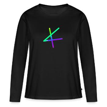 | alpha icône | Alphabet grec - T-shirt manches longues Premium bio Femme - noir - Devant - Julia (174cm)