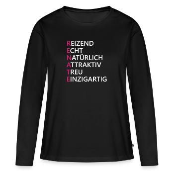Renate Name Geschenk - Frauen Premium Bio Langarmshirt - Schwarz - Vorne - Julia (174cm)