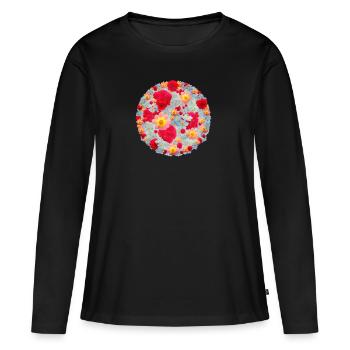 Les bouquets de fleurs - T-shirt manches longues Premium bio Femme - noir - Devant - Julia (174cm)