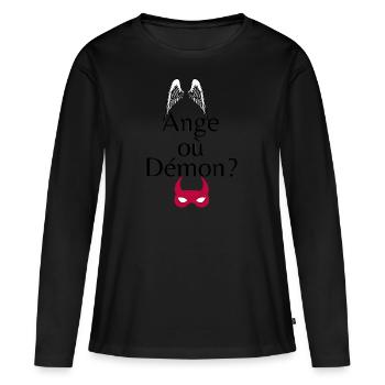 Ange où Démon? - T-shirt manches longues Premium bio Femme - noir - Devant - Julia (174cm)