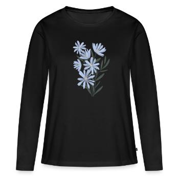 Flowers Blue Flowers - Women's Premium Organic Long Sleeve Shirt - black - Front - Julia (174cm)
