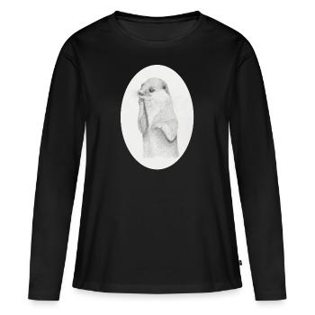 Otter Oval - T-shirt manches longues Premium bio Femme - noir - Devant - Julia (174cm)