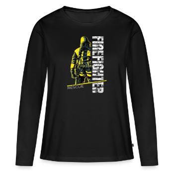 Protecteurs respiratoires - Firefighter Rescue - T-shirt manches longues Premium bio Femme - noir - Devant - Julia (174cm)