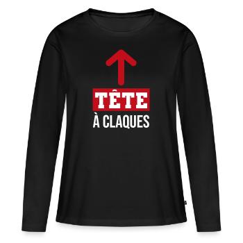 tête à claque | cadeau beauf | baffe - T-shirt manches longues Premium bio Femme - noir - Devant - Julia (174cm)