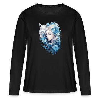 Mystical Wolf Beauty - Women's Premium Organic Long Sleeve Shirt - black - Front - Julia (174cm)