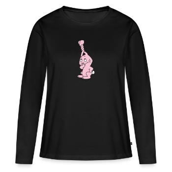 Hase mit verdrehten Ohren - Frauen Premium Bio Langarmshirt - Schwarz - Vorne - Julia (174cm)