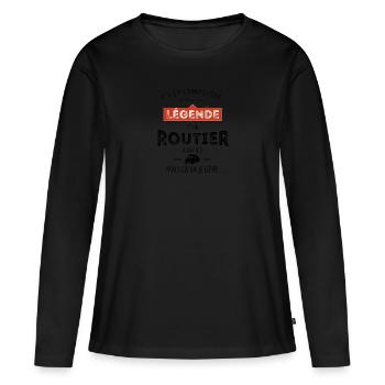 Légende et Routier - T-shirt manches longues Premium bio Femme - noir - Devant - Julia (174cm)