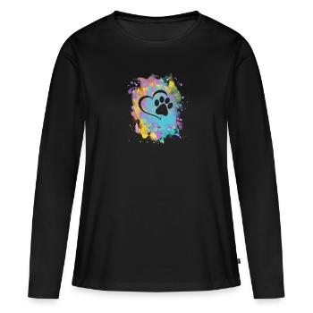 Fußabdrücke Herz - Frauen Premium Bio Langarmshirt - Schwarz - Vorne - Julia (174cm)