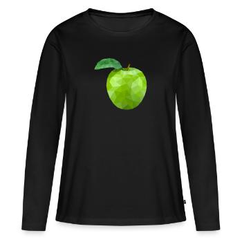 Apfel - Frauen Premium Bio Langarmshirt - Schwarz - Vorne - Julia (174cm)