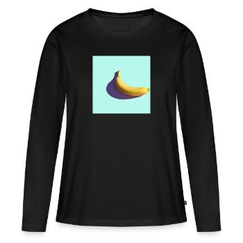 Aquarelle de minimalisme banane abstraite - T-shirt manches longues Premium bio Femme - noir - Devant - Julia (174cm)