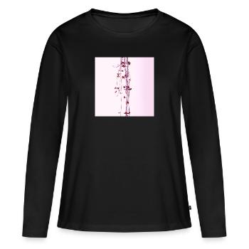 Aquarelle de minimalisme de plantes délicates - T-shirt manches longues Premium bio Femme - noir - Devant - Julia (174cm)