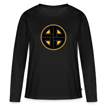 Bouclier noeud, noeud celtique symbole de protection Thor - T-shirt manches longues Premium bio Femme - noir - Devant - Julia (174cm)