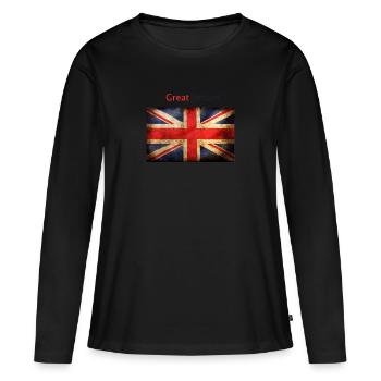 drapeau anglais avec la Grande-Bretagne - T-shirt manches longues Premium bio Femme - noir - Devant - Julia (174cm)