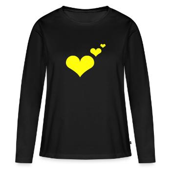 Idée cadeau coeur jaune idée cadeau - T-shirt manches longues Premium bio Femme - noir - Devant - Julia (174cm)