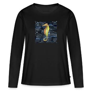 Hippocampe - T-shirt manches longues Premium bio Femme - noir - Devant - Julia (174cm)
