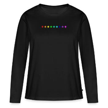étoiles coloré arc-en-ciel idée cadeau idée cadeau - T-shirt manches longues Premium bio Femme - noir - Devant - Julia (174cm)