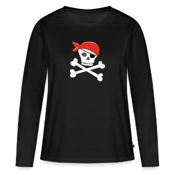 PIRATE - T-shirt manches longues Premium bio Femme - noir - Devant - Julia (174cm)