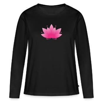 fleur de lotus - T-shirt manches longues Premium bio Femme - noir - Devant - Julia (174cm)
