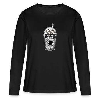 Lait frappé Emocore - T-shirt manches longues Premium bio Femme - noir - Devant - Julia (174cm)