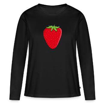 fraise - T-shirt manches longues Premium bio Femme - noir - Devant - Julia (174cm)