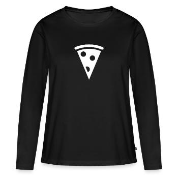 Morceau de pizza - T-shirt manches longues Premium bio Femme - noir - Devant - Julia (174cm)