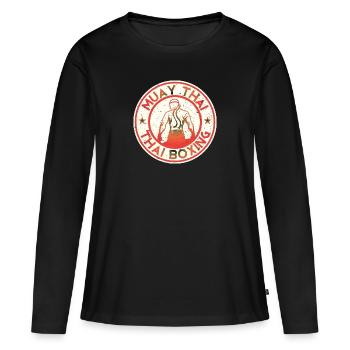 Boxe thai - T-shirt manches longues Premium bio Femme - noir - Devant - Julia (174cm)