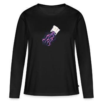 La méduse en plastique - T-shirt manches longues Premium bio Femme - noir - Devant - Julia (174cm)