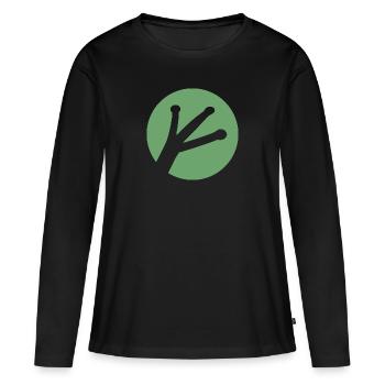 Grenouille pied nature logo - T-shirt manches longues Premium bio Femme - noir - Devant - Julia (174cm)