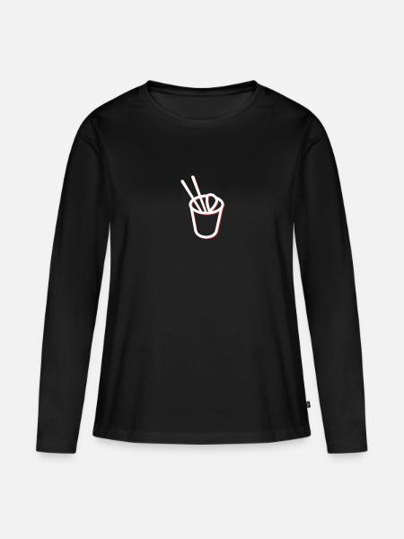Cup Ramen - Frauen Premium Bio Langarmshirt - Schwarz