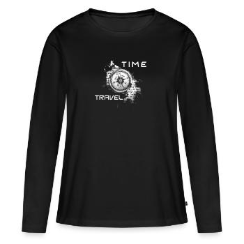 TIME TRAVEL FUTURE - T-shirt manches longues Premium bio Femme - noir - Devant - Julia (174cm)