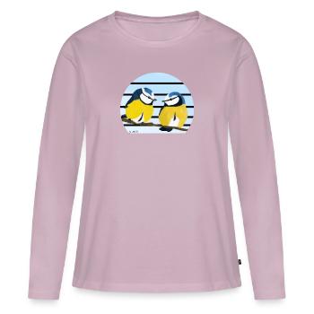 jz.birds Blaumeisen Vogel Design - Frauen Premium Bio Langarmshirt - Altrosa - Vorne - Julia (174cm)
