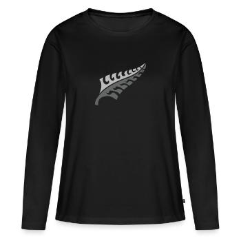 Nouvelle fougère argentée dentelée NOUVELLE-ZÉLANDE - T-shirt manches longues Premium bio Femme - noir - Devant - Julia (174cm)