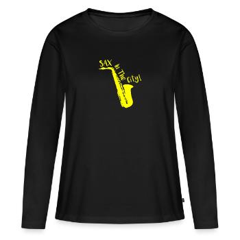 SAX IN THE CITY ! - T-shirt manches longues Premium bio Femme - noir - Devant - Julia (174cm)