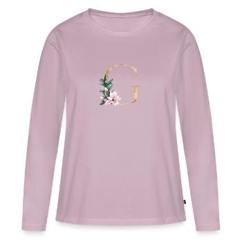 Alphabet G - T-shirt manches longues Premium bio Femme - rose poudré - Devant - Julia (174cm)