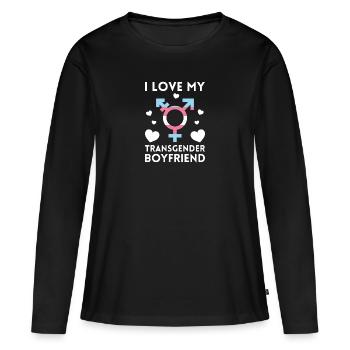 J'aime mon cadeau copain transgenre - T-shirt manches longues Premium bio Femme - noir - Devant - Julia (174cm)