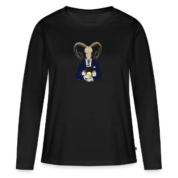 Mufflon - Frauen Premium Bio Langarmshirt - Schwarz - Vorne - Julia (174cm)