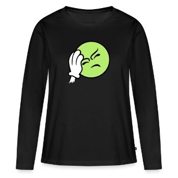 Emoticon frustration / facepalm emoji (3c) - T-shirt manches longues Premium bio Femme - noir - Devant - Julia (174cm)