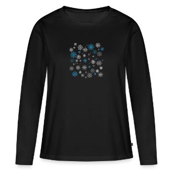 flocons de neige - T-shirt manches longues Premium bio Femme - noir - Devant - Julia (174cm)