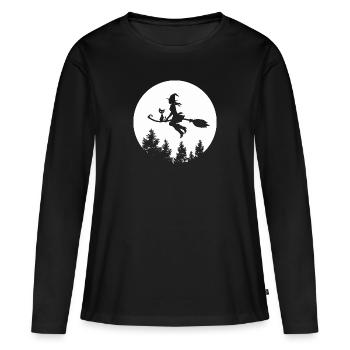 Fliegende Hexe - Frauen Premium Bio Langarmshirt - Schwarz - Vorne - Julia (174cm)
