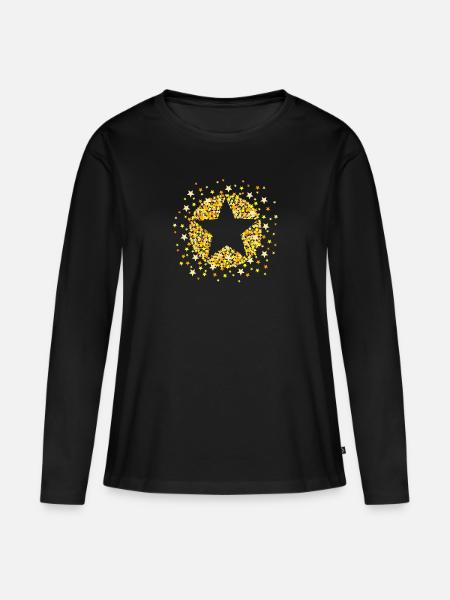 Stern - Frauen Premium Bio Langarmshirt - Schwarz